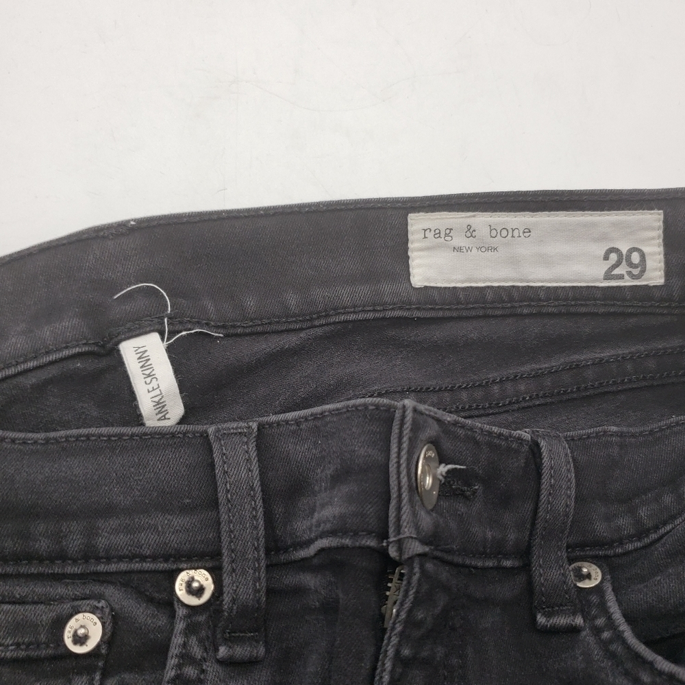 Rag & bone women US 29 black jeans ankle skinny raw hem zipper fly Modal blend - Picture 6 of 13